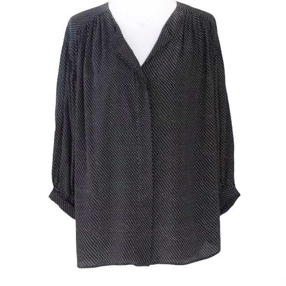 Jeunesse Francoise Poet Blouse Top Women's Silk Black Polka Dot - Picture 14 of 15